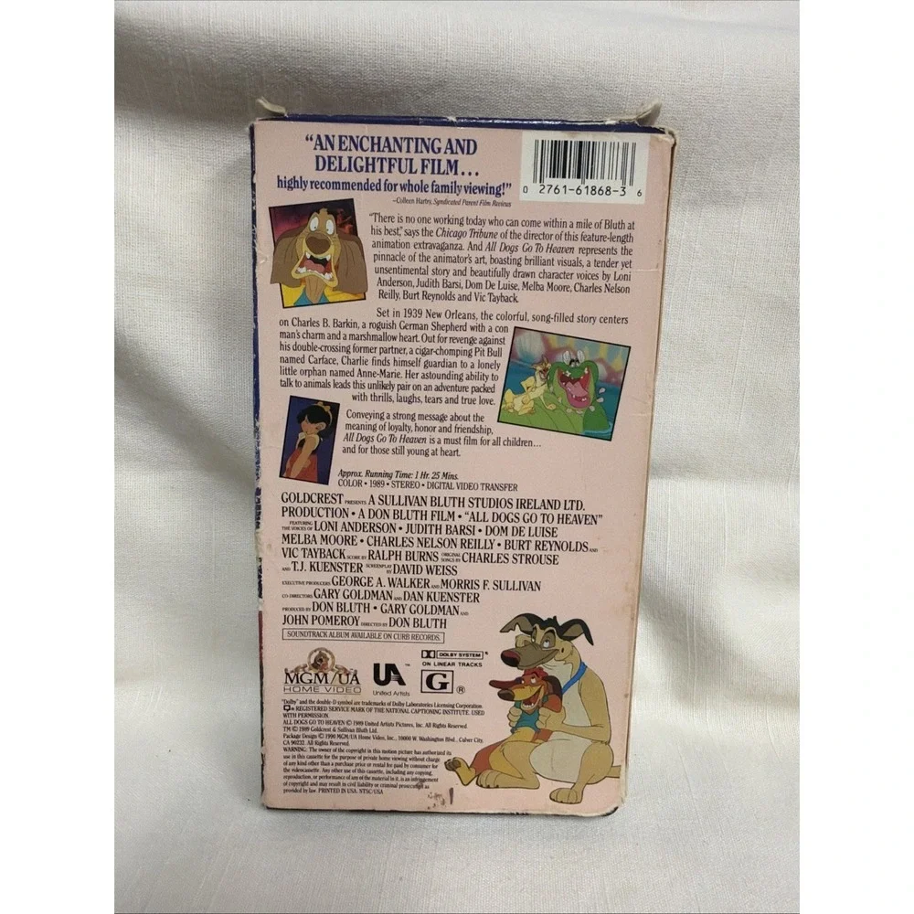 All Dogs Go to Heaven VHS New And Sealed MGM/UA Home Video